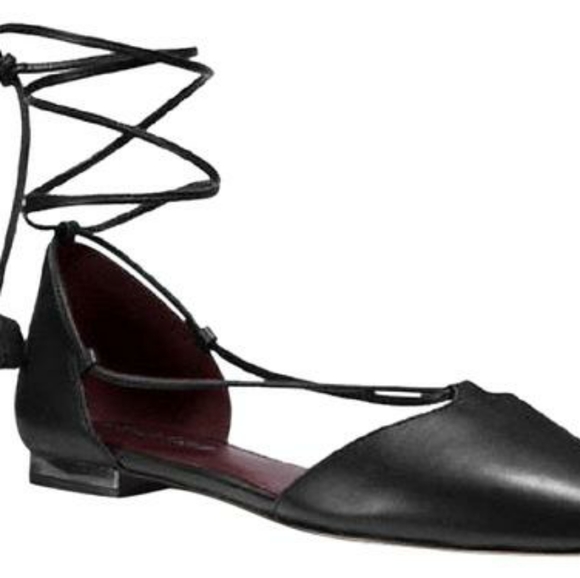 COACH'johnson' Ghillie Lace Pointy Toe Flats - Picture 2 of 8